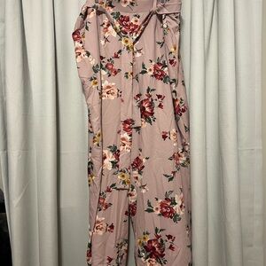 Floral Wide-Leg Pant in Mauve Pink